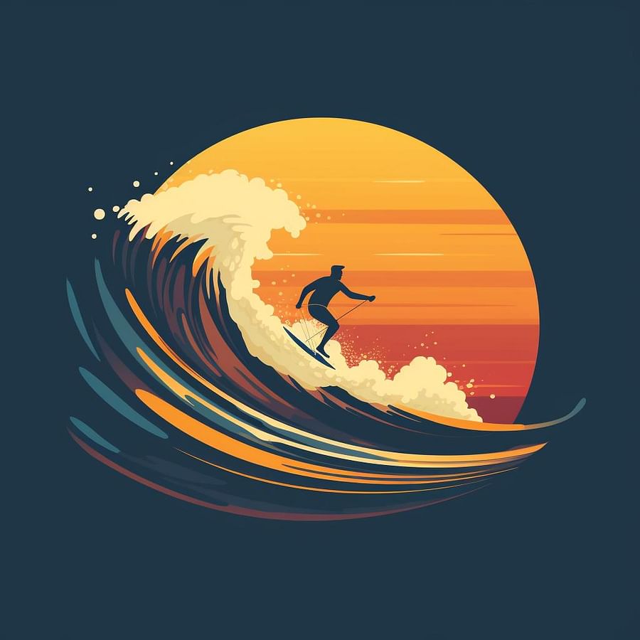 Surfer riding a wave to gain speed