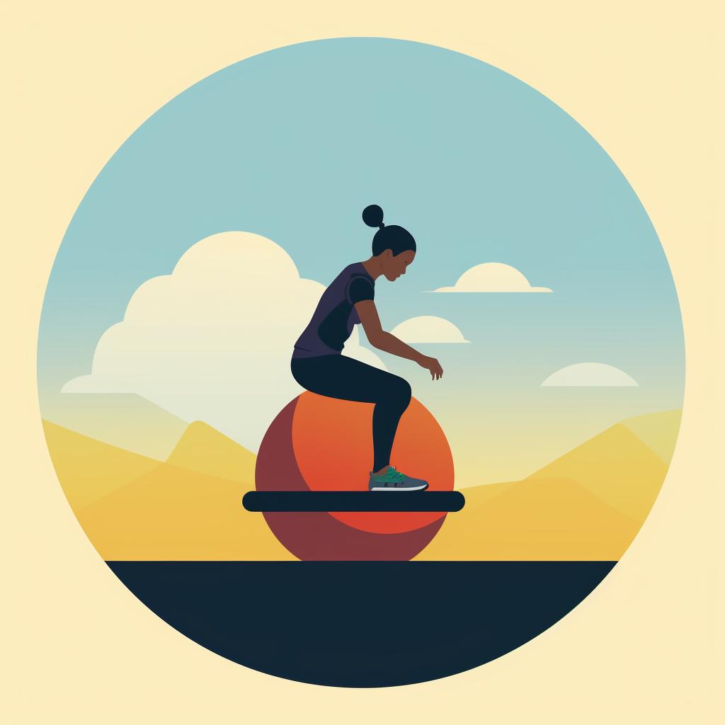 A person performing squats on a Bosu ball