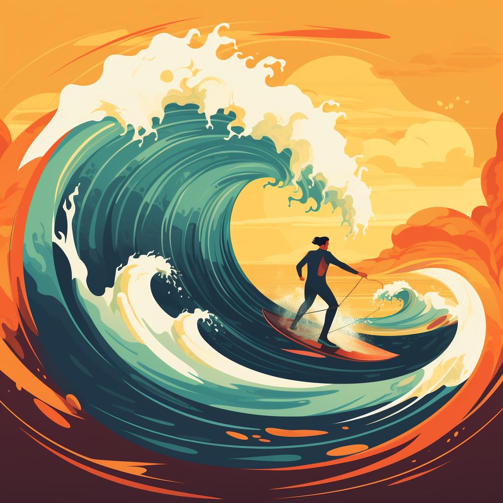 A surfer riding a big wave