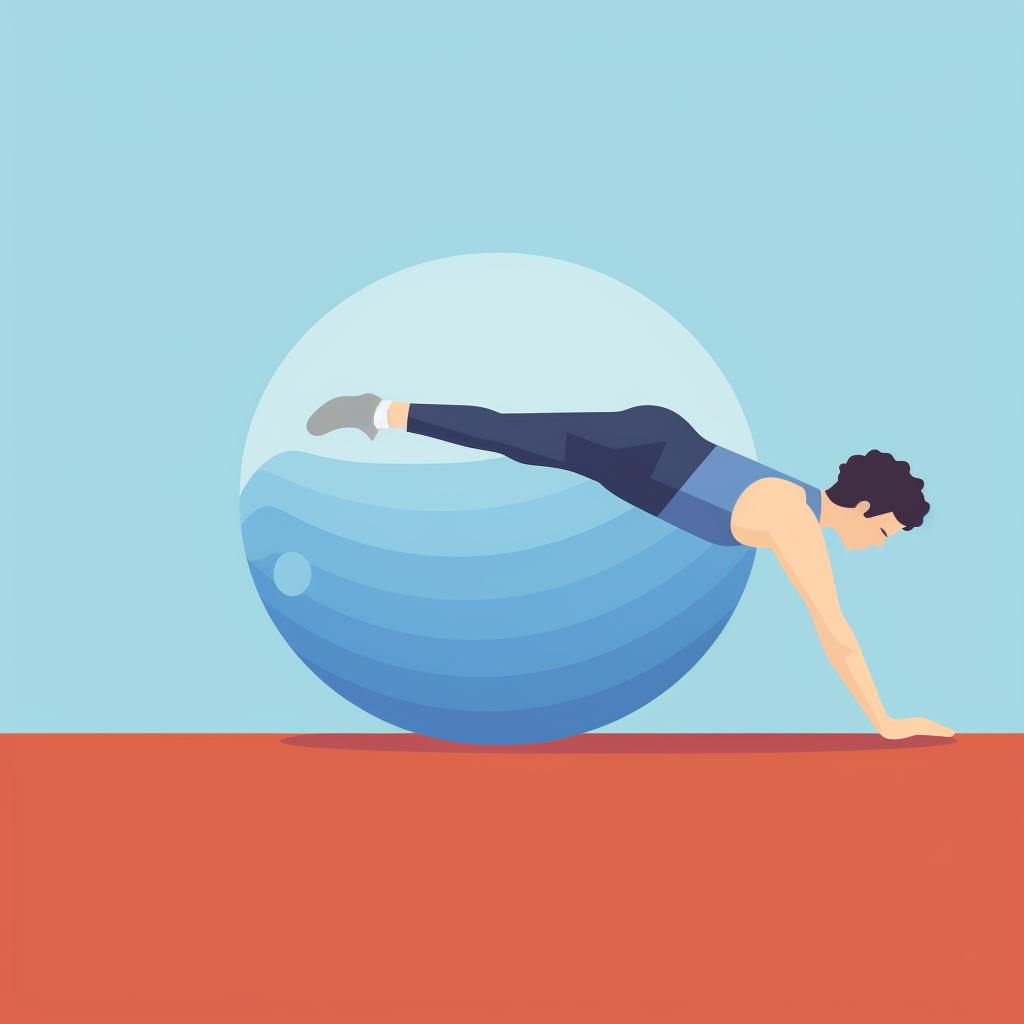 A person performing a plank on a stability ball