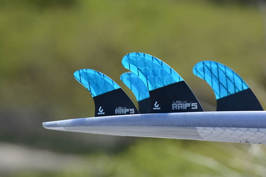 Quad fin setup on a surfboard for better control and speed